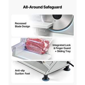 Trancheuse à viande électrique de 6,7 pouces 150W certifiée ETL, épaisseur réglable de 0 à 0,6 pouces, trancheuse alimentaire domestique, deux lames SUS420 pour le jambon - Product Image 6