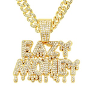 Collar con Colgante de Dinero EAZY para Hombre, Cadena Cubana de Oro Estilo Hip Hop, Joyería con Letras Brillantes de Moissanita Micro Pavimentada - Product Image 3