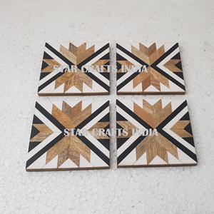 Wholesale Round <b>Wood</b> Resin Coasters Cork Art Nordic Absorbent for Drink <b>Placemats</b> Custom Sublimation Coasters Set Holder Blank - Product Image 2