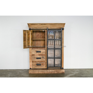 Moderno Asequible 2025 Rango industrial Pantalla media Gabinete de 2 partes Puerta corrediza de vidrio y hierro Sala de estar hecha a mano Asequible - Product Image 4