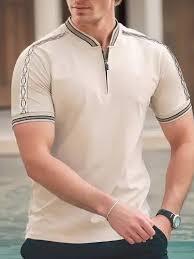 เสื้อแจ็คเก็ตผู้ชายแบบหรูหรา คอจีน ซิป ¼ ตัว |   เสื้อเชิ้ตผู้บริหารผ้าฝ้ายถักคุณภาพพรีเมียม แห้งเร็ว แขนสั้น - Product Image 2