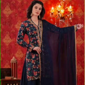 Conjunto Sharara con adornos hechos a mano por Raat Rani - Product Image 1