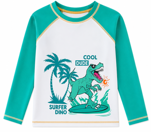 Kids <b>Boys</b> Anti-UV UPF50+ Swim Shirt Full Sleeve Rash Guard Quick Dry Soft Stretch Breathable Lightweight Beachwear Clothing - Product Image 1