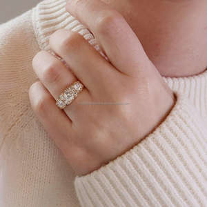 Anillos de Boda de Oro Amarillo de 14k Cultivados en Laboratorio IGI/GIA, Chapados en Rodio, Corte Brillante Redondo, Anillos de Compromiso y Aniversario - Product Image 4