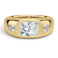 Bague à trois pierres en or jaune avec diamant taille radiant de 3 carats et pierres latérales en forme de poire, bijou de fiançailles classique pour femme, design personnalisé