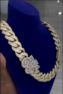 VVS Moissanite Diamond Cuban link <b>Chain</b> Iced Out Moissanite Diamond Custom <b>Initial</b> Luxury Statement <b>Chain</b> Gift For Him Her - Product Image 2