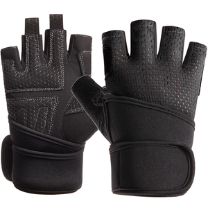 Wholesale Lightweight Half Finger PU Unisex Weightlifting Gloves Breathable Long Wrist Strap Gym Sports Bodybuilding Fitness - Product Image 5