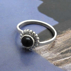 Magnificent Round Shape Black Onyx Gemstone <b>Ring</b> <b>Crafted</b> From 925 Sterling Silver Handmade Bohemian Jewelry At Wholesale Price - Product Image 1