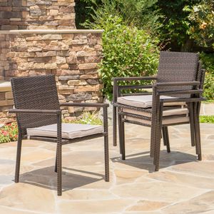 Chaise de salle à manger multi-marron SAN PICO avec coussin 1PC pour meubles de patio - Product Image 4