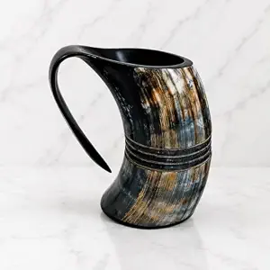 Mug Viking authentique 100% corne de buffle véritable, fait main, poli, 500 ml, cadeau d'affaires antique, forme poignée, qualité alimentaire, tasse à miad - Product Image 3