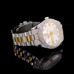 Montre pour femme de luxe avec mouvement mécanique ETA, boîtier en acier inoxydable de 30 mm, cadran analogique en verre, résistance à l'eau de 100 bars, lunette sertie de diamants - Product Image 2