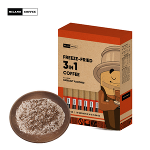 Café Milano Liofilizado 3 en 1, Café Instantáneo con Sabor a Avellana, 10 Sobres de 16g Cada Uno, Cafeinado, Sabor Amargo a Nuez, Full City+ - Product Image 1