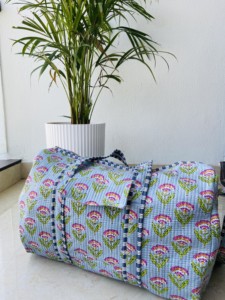 Sac de voyage matelassé en coton - Sac de sport de luxe écologique avec fermeture éclair, léger, pliable, de haute qualité, grand format, portable - Product Image 4