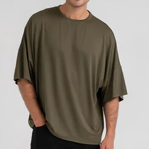 T-shirt long unisexe Qelonto personnalisé avec motif, coupe oversize, 220 g/m², 100 % coton épais, écologique, décontracté, vierge à imprimer, pour hommes et femmes - Product Image 5