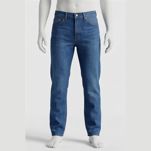 Jean en denim coupe droite délavé pour homme, coupe régulière, en coton, style décontracté, pantalon d'automne - Product Image 5