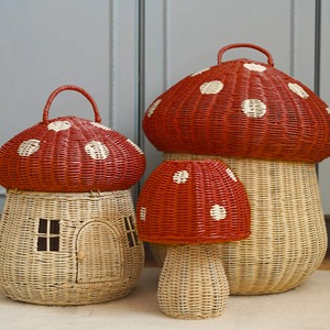 Mushroom <b>basket</b> with removable lid Handmade <b>Storage</b> <b>Basket</b> Wholesale eco-friendly Made in Vietnam Ready to stock - Product Image 5