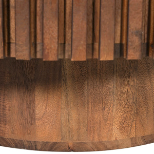 Mesa de Centro Redonda con Diseño Arquitectónico Audaz, Base con Estilo de Acanalado, Acabado Marrón Intenso, Mesa de Centro de Madera de Mango Sólida - Product Image 3