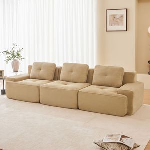 Divano Sezionale Moderno Modulare in Tessuto Corduroy 117, Oversize a 3 Posti con Seduta Profonda e Bordatura Perla per Soggiorno - Product Image 2