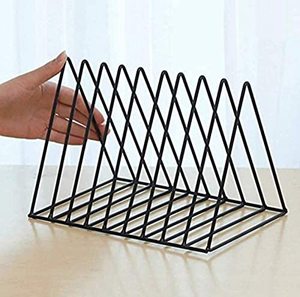 Triangle Metal Newspaper Magazine Rack Desktop <b>Book</b> Holder File Organizer Document <b>Storage</b> Stand <b>for</b> Office Table and Desk - Product Image 4