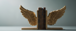 Serre-livres en métal décoratif avec design d'ailes d'ange, finition dorée, élégant organisateur d'étagère pour la maison, le bureau, la bibliothèque, la présentation sur le bureau - Product Image 2