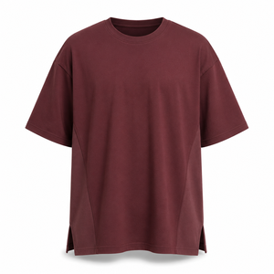 เสื้อยืดคอตตอนคอกลมแขนสั้นสีพื้นผ้าเจอร์ซีย์ถักสำหรับผู้ชายสีขาวทรงโอเวอร์ไซส์สไตล์ลำลอง - Product Image 3