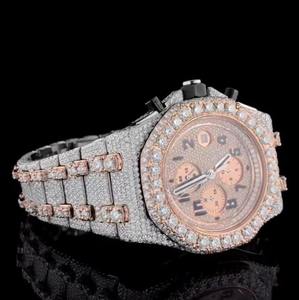 Luxury Square Alloy Diamond Men's <b>Chronograph</b> ETA Quartz Watch 41mm Analog-Digital Sapphire Crystal Buckle Stainless Steel Band - Product Image 4