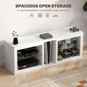 Mobile TV Bianco Lucido da 55 Pollici con Luci LED, Prese di Corrente e Ripiani Regolabili Personalizzabili per Centrare la Tua Televisione - Product Image 6