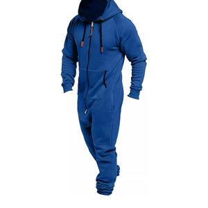 Men's Fleece Polyester/Cotton 500g Knitted Onesie <b>Jumpsuit</b> Plaid Pattern Long Sleeve Winter Pajama <b>Pockets</b> Quick Dry Breathable - Product Image 2