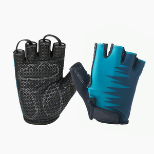 <b>Half</b> Finger Fitness Gloves Black Blue Mesh Breathable Non <b>Slip</b> Adjustable Wrist Strap Gym Weight Lifting Training Unisex - Product Image 1