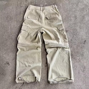 Pantalones Vaqueros Personalizados de Cintura Alta, Estilo Vintage, Desgastados, 100% Algodón, Estilo Urbano, con Bolsillos Convertibles, Estilo Cargo, Lavado Desgastado, para Hombre - Product Image 1