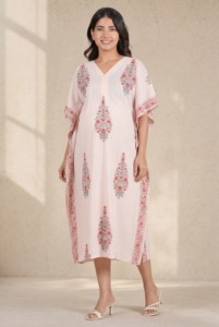 Robe Kaftan Élégante et Confortable en Coton pour Femme – Idéale pour les Vacances, Cadeau Parfait pour Elle - Product Image 1