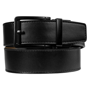 Cinturón Clásico de Cuero Genuino de Vaca Premium con Hebilla de Pasador, Cinturón de Vestir de Negocios, Cinturón Minimalista Inteligente con Trinquete y Deslizador de Clic - Product Image 1