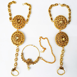 Indian Trendy Classic Choker Engagement Anniversary Wedding Party <b>Gift</b> Set Traditional Crystal Kundan Faux Pearl Alloy Gold - Product Image 5