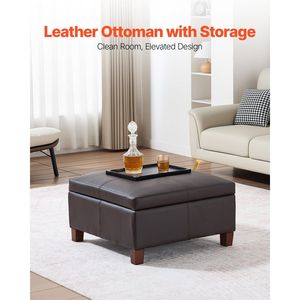 28-31 pollici ottomano quadrato in pelle con tavolino portaoggetti per soggiorno dormitorio eleganti sgabelli e ottomani - Product Image 2