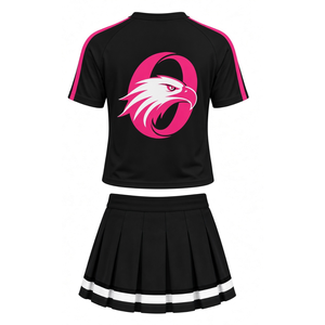 Conjunto de Uniforme Deportivo Negro y Rosa, Top de Manga Corta, Falda Plisada, Ropa Deportiva para Equipos, Entrenamiento, Práctica y Competencia - Product Image 2
