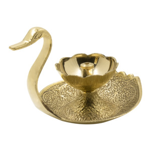 Lampe à huile Diya en laiton artisanal en forme de cygne avec motif floral, décoration traditionnelle pour Diwali et le temple domestique - Product Image 5