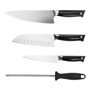 Ensemble de couteaux de cuisine professionnels avec lames de chef, Santoku et utilitaires, manches ergonomiques noirs et aiguiseur pour la cuisine à domicile - Product Image 2