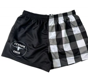 Shorts de rugby 100 % coton pas chers en gros, logo personnalisé, séchage rapide, short de plage pour garçons avec cordon de serrage - Product Image 1
