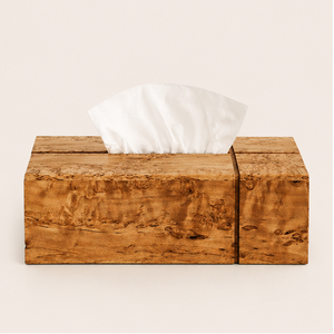 Caja de pañuelos de lujo hecha a mano con madera de abedul de Karelia, cubierta de madera natural de primera calidad con vetas figuradas, servilletero rectangular para el hogar. - Product Image 1