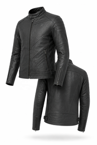 Blouson de moto en cuir monochrome |   Noir ivoire |   Fabricant OEM ODM |   Qualité de conception haut de gamme |   Vêtements de course |   Logo X | - Product Image 6