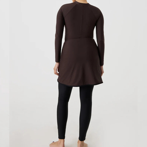 Burkini de bain musulman modeste 2 pièces pour femme, avec logo frontal, en Spandex/Polyester respirant, coupe haute - Product Image 3