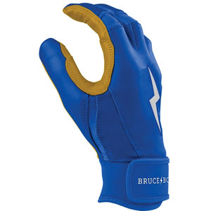 Bruce Bolt Leather Customizable Blue Batting Gloves Lightning Logo Hook Loop Closure Durable Non-Slip Unisex Adult Glove - Product Image 3