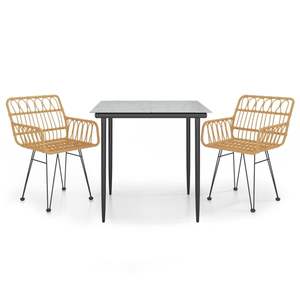 Ensemble de salle à manger de jardin en acier noir et verre trempé avec polyéthylène, expérience de repas élégante en plein air - Product Image 2