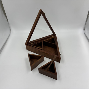 Handmade Triangular Wooden Spice Box | Indian Rosewood Masala Dabba Kitchen Organizer <b>Storage</b> <b>Container</b> with Lid Spoon - Product Image 4