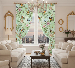 Elegant Nature Birds Botanical Curtains Dense Floral Print 70% Light Blocking Decorative <b>Window</b> Panels for Living Room Bedroom - Product Image 2
