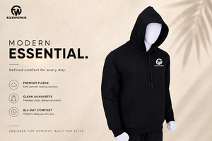 เสื้อฮู้ดผู้ชายแบบพรีเมียม รุ่น EW-MH-1231 ผ้าฟลีซเนื้อนุ่ม อุ่นสบาย มีกระเป๋าจิงโจ้ ปักลาย 100% ผ้าฝ้าย สปริง สโตนวอช - Product Image 3