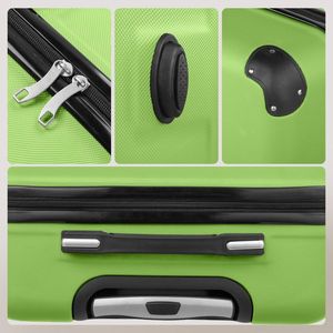 Valigia Trolley in Alluminio Verde Matcha 3-in-1 con Strisce Diamantate, Accessorio da Viaggio alla Moda con Chiusura a Cerniera - Product Image 5