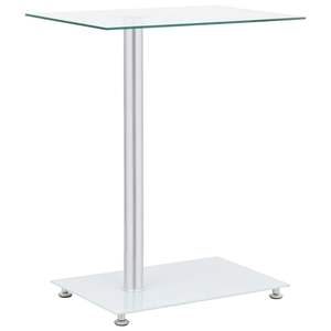 Petite table d'appoint transparente en verre trempé et acier inoxydable, tables consoles - Product Image 1