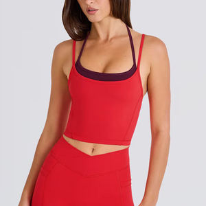 Top Deportivo Corto de Doble Capa para Mujer, Personalizable, de Nailon Elástico, Ajustado, con Relleno Ajustable, para Yoga - Product Image 6