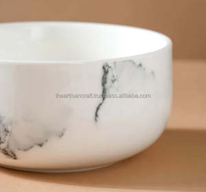 Ensemble de bols de vaisselle en marbre, 3 pièces, design créatif et écologique pour la soupe de riz, la vaisselle pour la décoration intérieure, l'artisanat et les cadeaux. - Product Image 6